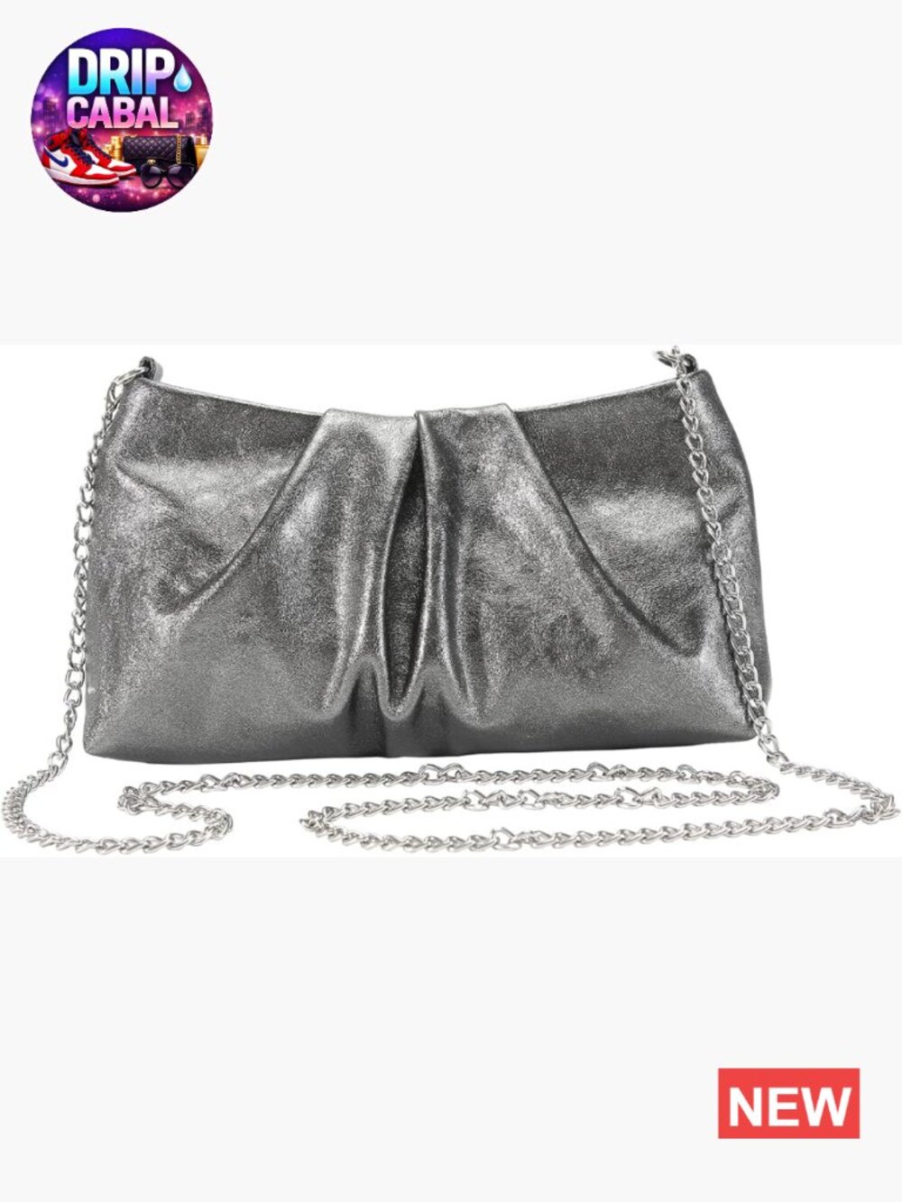 Elegant Clutch Evening Bag with Detachable Chain Strap Faux Leather - Picture 1 of 5